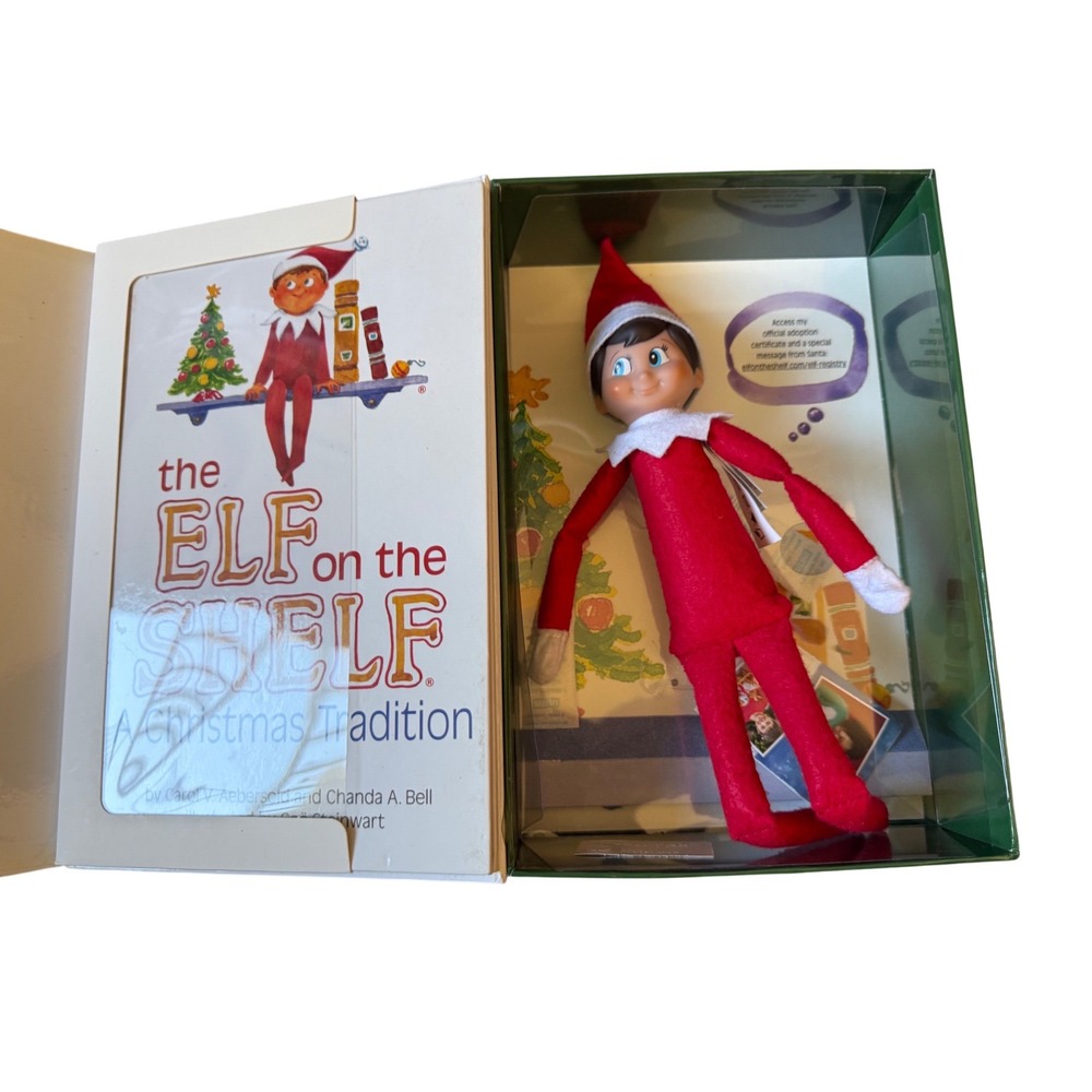The Elf on the shelf set comes in box with book & plush elf! Christmas tradition